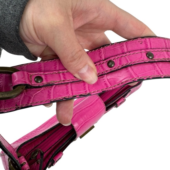 Guess Vintage Women's Mini Shoulder Bag Y2K Pink Croc Embossed Retro Barbiecore - Picture 16 of 16